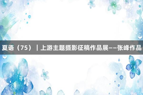 夏语（75）｜上游主题摄影征稿作品展——张峰作品